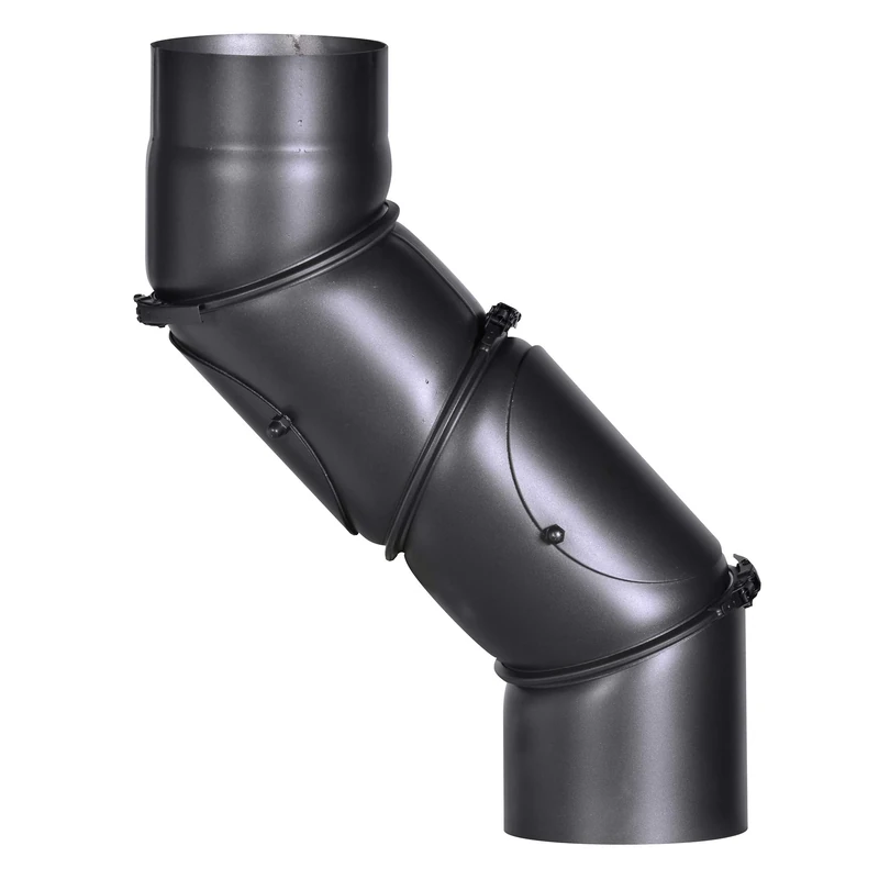 Senotherm Universal Stove Pipe Bend 2 mm Thick Steel (Smoke Pipe) 120 mm Diameter for Fireplaces and Fireplaces Black 0-90 Degree Adjustable with Two Cleaning Doors
