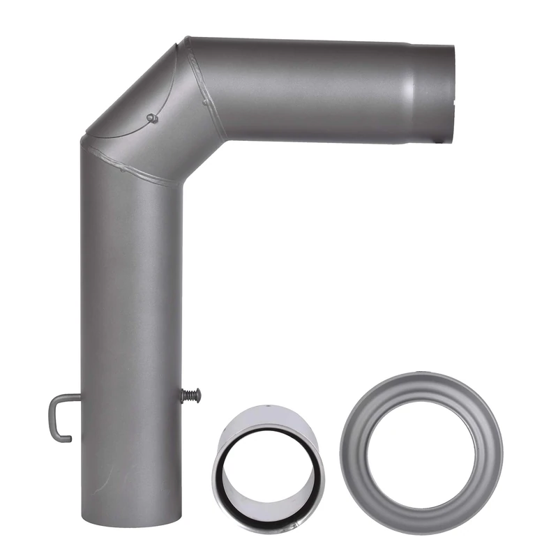 Stove Pipe Set 2 mm Thick Steel Angle Pipe Set 120 mm Diameter for Fis and Fis 3 Pieces Dark Grey