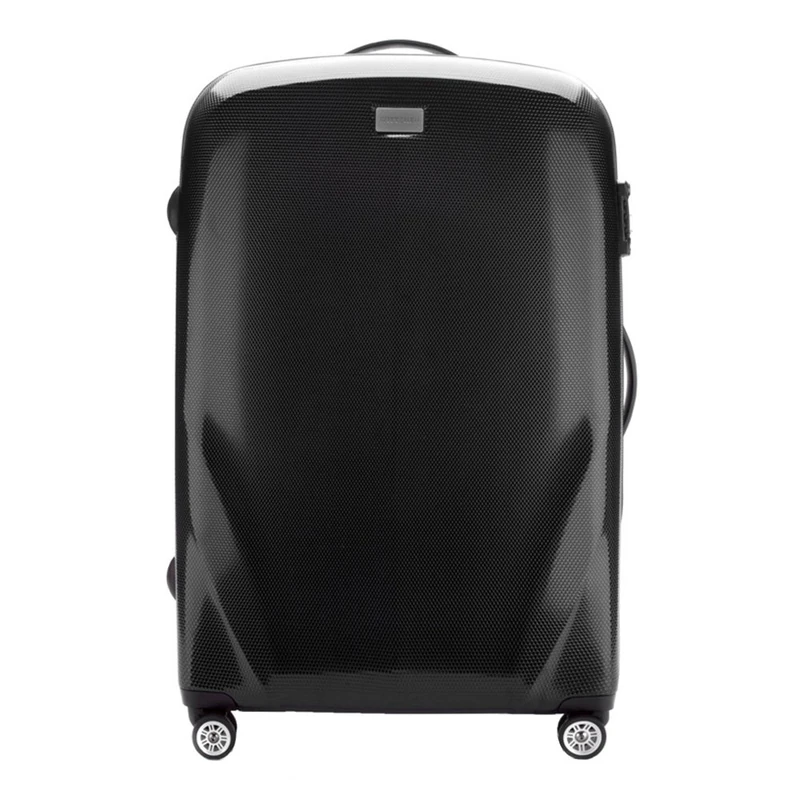 WITTCHEN PC Ultra Light Hard Luggage Travel Suitcase Trolley Suitcase Large Suitcase Polycarbonate Suitcase Four Wheels TSA Combination Lock Aluminum Telescopic Handle Size L Black