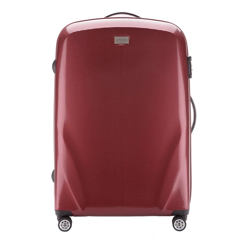 WITTCHEN PC Ultra Light Hard Luggage Travel Suitcase Trolley Suitcase Large Suitcase Polycarbonate Suitcase Four Wheels TSA Combination Lock Aluminum Telescopic Handle Size L Dak red