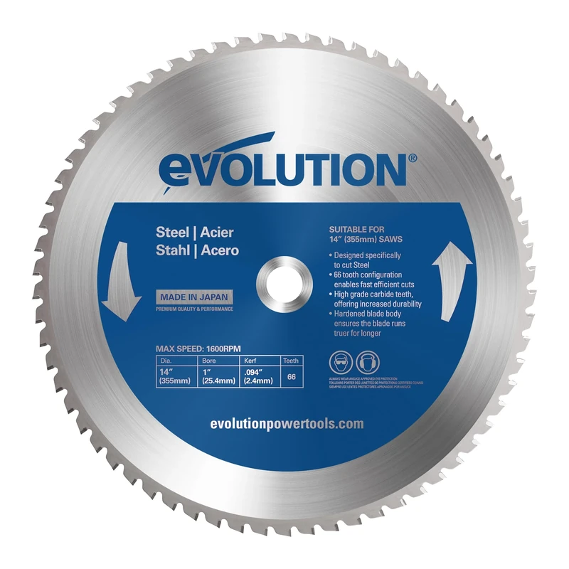 Evolution Power Tools HTC255STEEL Mild Steel Carbide-Tipped Blade, 255 mm