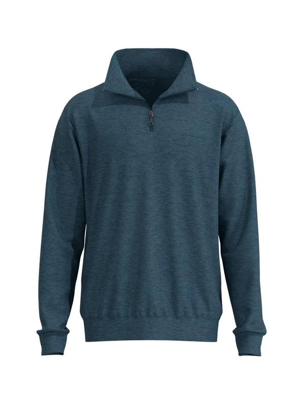 Trigema Sweatshirt with zip, Jeans melange, XL - Image 1