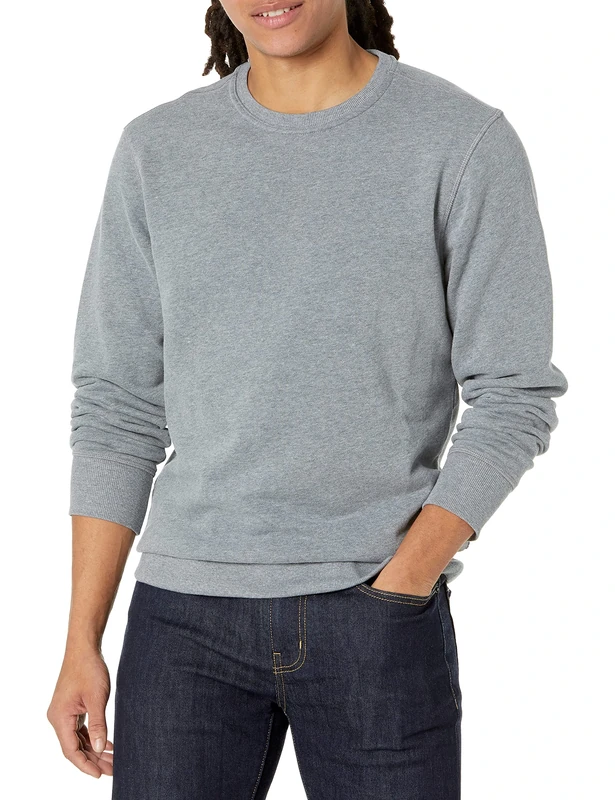 Amazon Essentials Men's Fleece Crew Neck Sweatshirt (Available in Big & Tall), Light Grey Heather, L