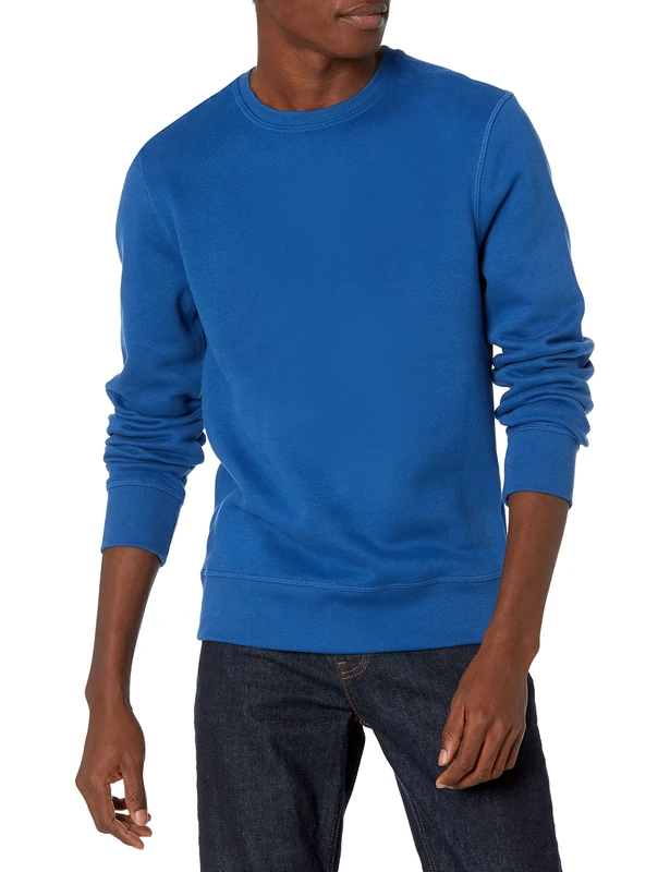 Amazon Essentials Men's Fleece Crew Neck Sweatshirt (Available in Big & Tall), Blue Heather, L
