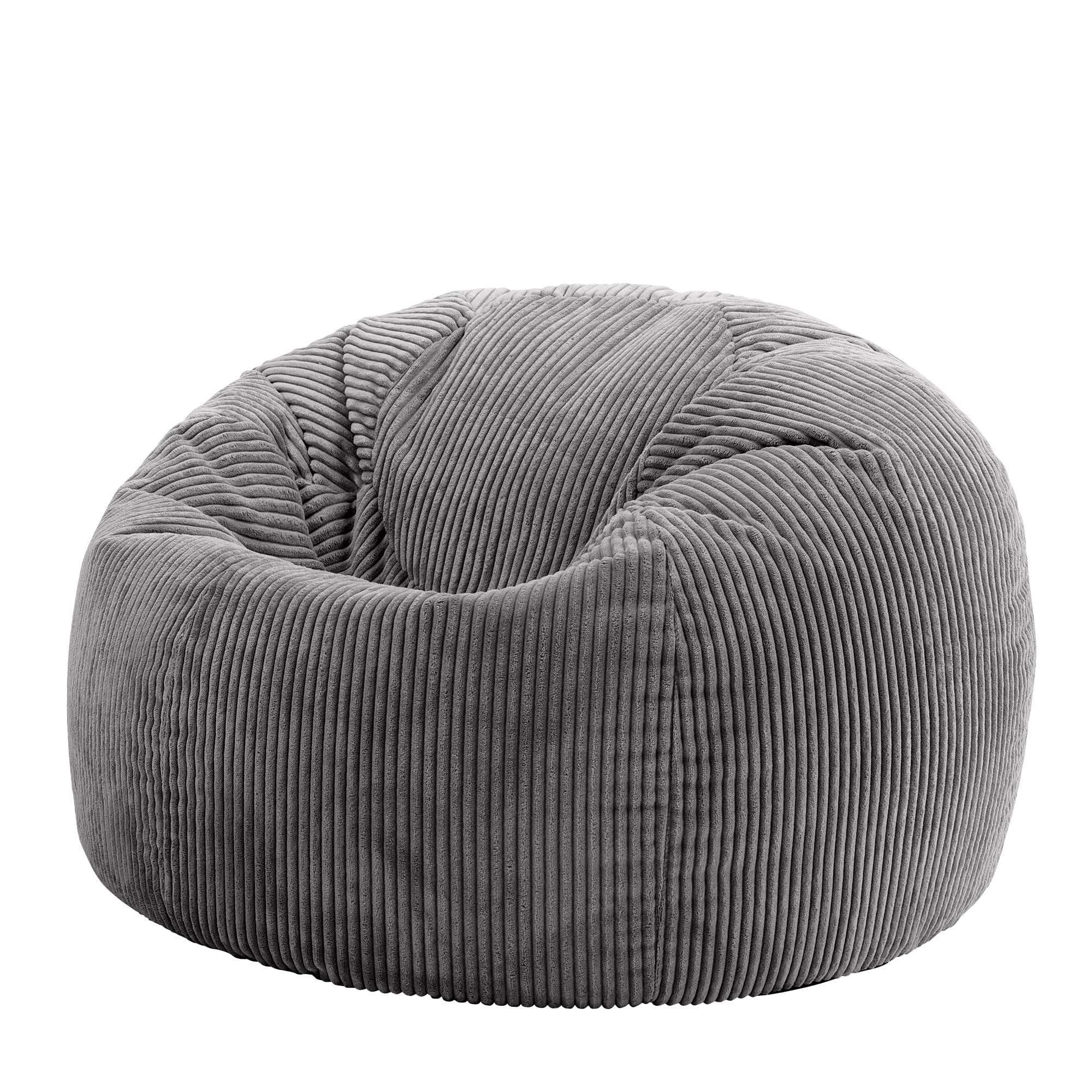 icon Kingston Cord Bean Bag, Charcoal Grey, Large Adult Bean Bag Chair with Filling Included, Comfy Chair, Living Room Furniture, Bedroom Furniture