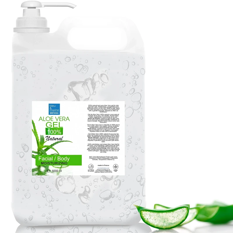 Pure Aloe Vera Gel | 100% Natural, Vegan, Cruelty-Free, Skin & Hair Care, Aftershave Gel, Moisturiser, Hair Conditioner, Sunburn Relief, 5000 ml
