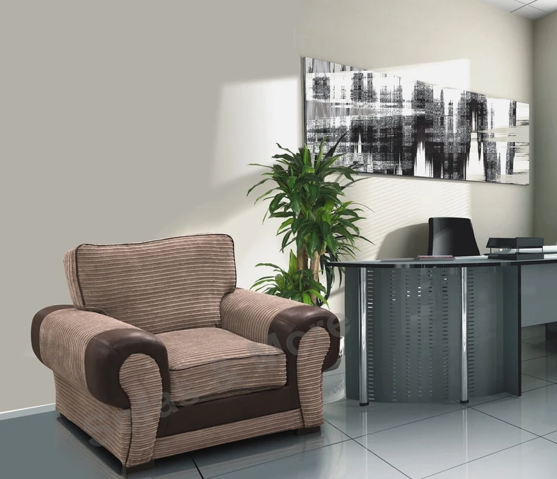 Sofas and More Big Corner Sofa Suite Tango 3+2 Armchair Jumbo Cord Brown (Armchair)