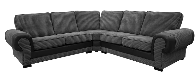 Tango Corner Sofa Suite 3+2 Armchair Jumbo Cord Black And Grey (Corner 2c2)