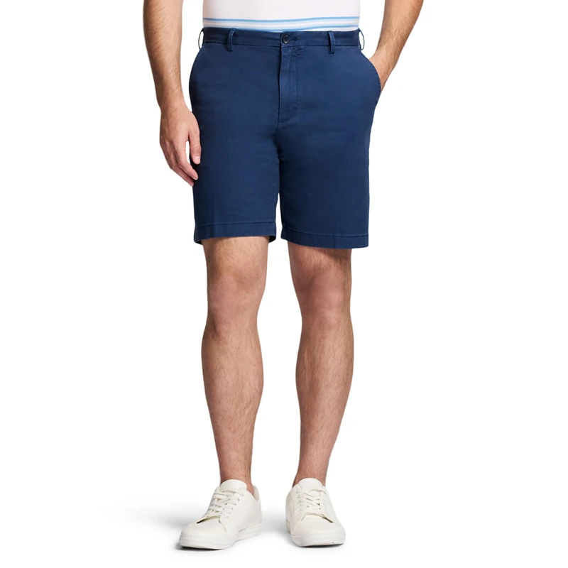 Izod Men's Saltwater 9.5" Flat Front Chino Short Casual, Cadet Navy, 38