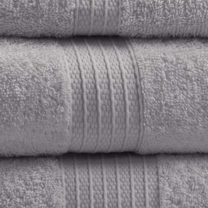 Madison Park Organic 100% Cotton Bathroom Towel Set Hotel & Spa Quality Highly Absorbent, Quick Dry, Include for Shower, Handwash & Face Washcloth, Multi-Sizes, Grey