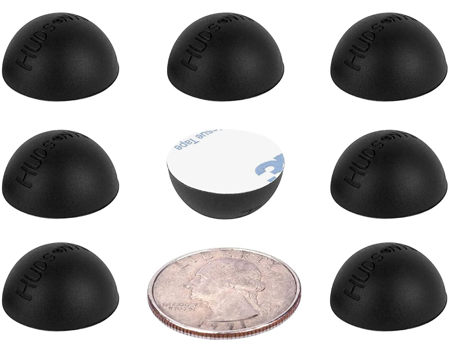 .75" Platinum Silicone Hemisphere Bumper, Non-Skid Isolation Feet with Adhesive - 20 Duro - Black .75" Hemisphere - 8 Pack