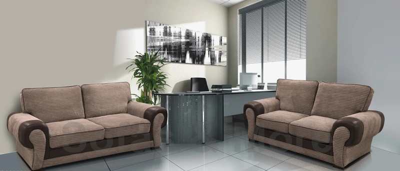 Sofas and More Big Corner Sofa Suite Tango 3+2 Armchair Jumbo Cord Brown (3+2 Seater)