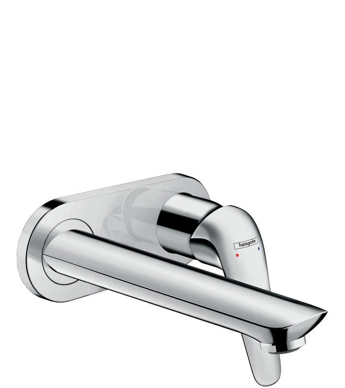 hansgrohe Novus HB7HL 71127000 Single Lever Washbasin Mixer Tap Flush-Mounted for Wall Mounting with Spout 19.5 cm Chrome Fittings Silver