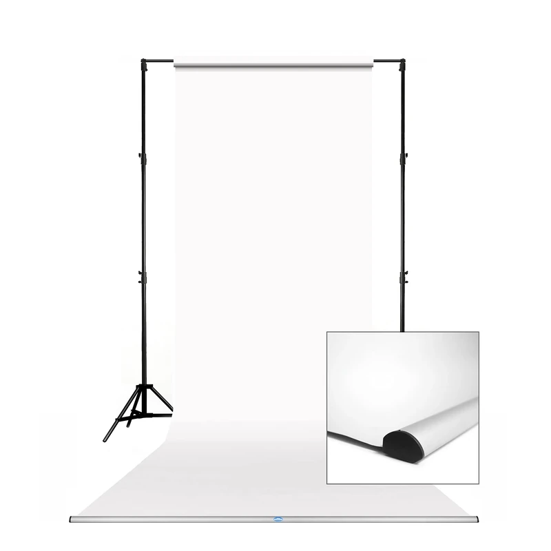 Savage Background Leader Bar 1.35m with Super White Seamless Paper Backdrop, Included a 1.35m x 11m Photographic Backdrop, Aluminum Construction, Photography Props