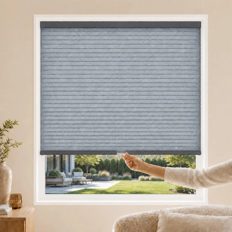 Chicology Privacy Single Cell Window Blind, Polyester Metal Plastic, Morning Pebble, 28" W x 84" H