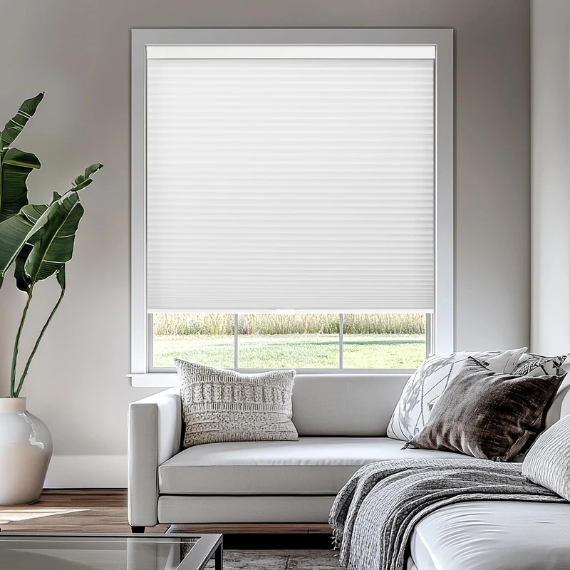 Chicology Privacy Single Cell Window Blind, Polyester Metal Plastic, Morning Mist, 24" W x 64" H