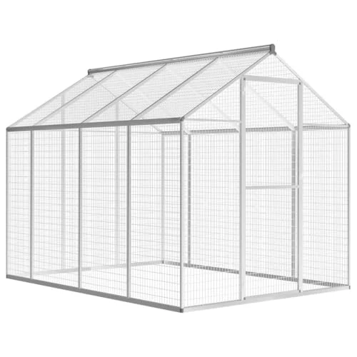 vidaXL Outdoor Aviary - Aluminium Construction, Ample Exercise Space for Birds, Excellent Ventilation, Strong and Durable, with Heavy-Duty Hinged Door