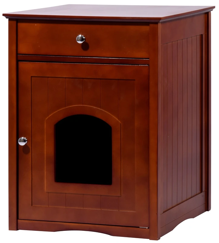 dobar 'Mohrle 35272 Designer Cat Cabinet with Drawer, Brown