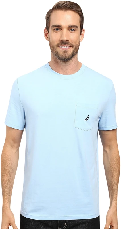 Nautica Men's Solid Crew Neck Short-Sleeve Pocket T-Shirt, Noon Blue, 6X
