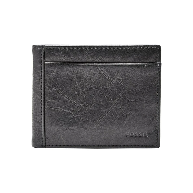 Fossil Wallet for Men Neel, Leather Bifold black 11.43 cm L x 1.9 cm W x 8.89 cm H ML3899001 - Image 1