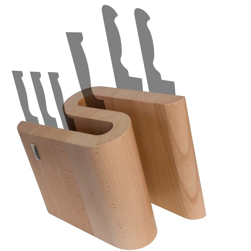 Arte Legno Magnetic Knife Block and Elegant Kitchen Display - Curved “S” Design - Stain Resistant Natural Beechwood - Handcrafted in Italy - 10 Knife Capacity - Image 1