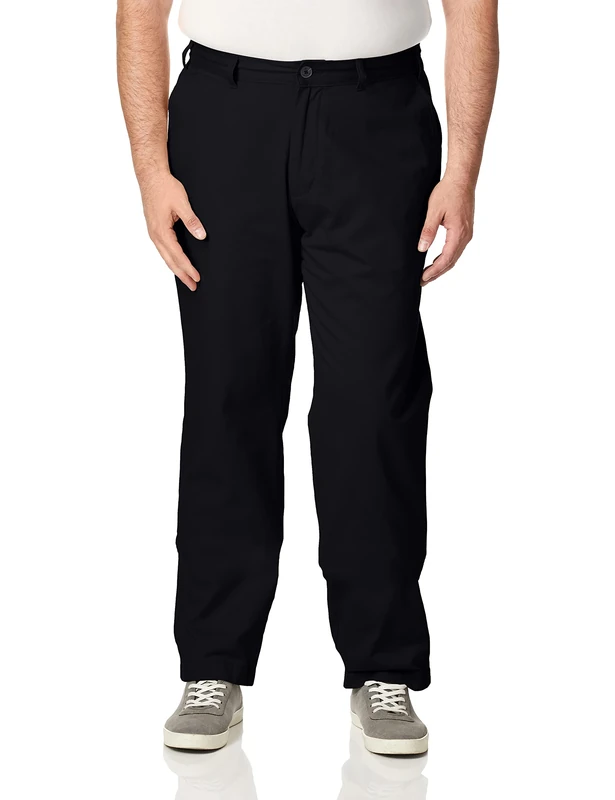 Nautica Men's Twill Flat-Front Business Casual Pants, True Black, 44W x 30L