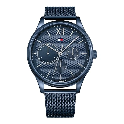 Tommy Hilfiger Analogue Multifunction Quartz Watch for Men with Blue Stainless Steel Mesh Bracelet - 1791421