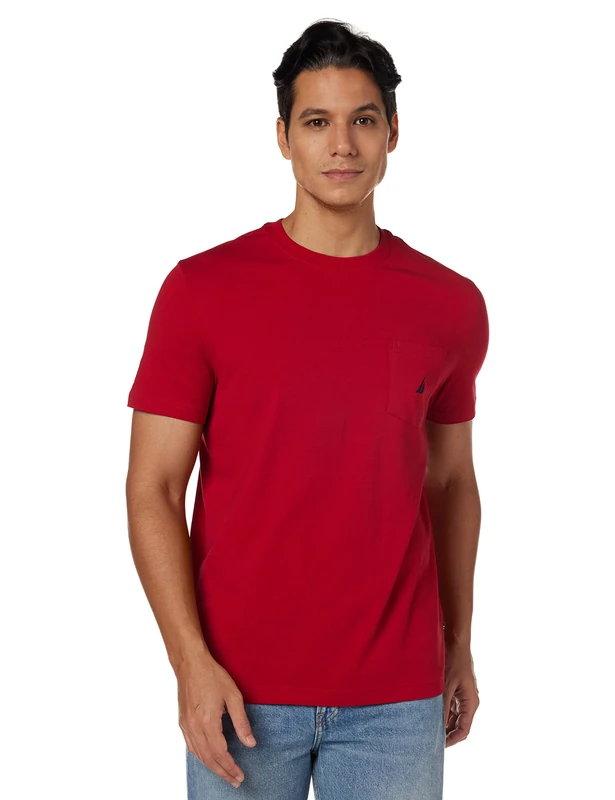 Nautica Men's Solid Crew Neck Short Sleeve T-Shirt, Red (Red), XXXXXXL