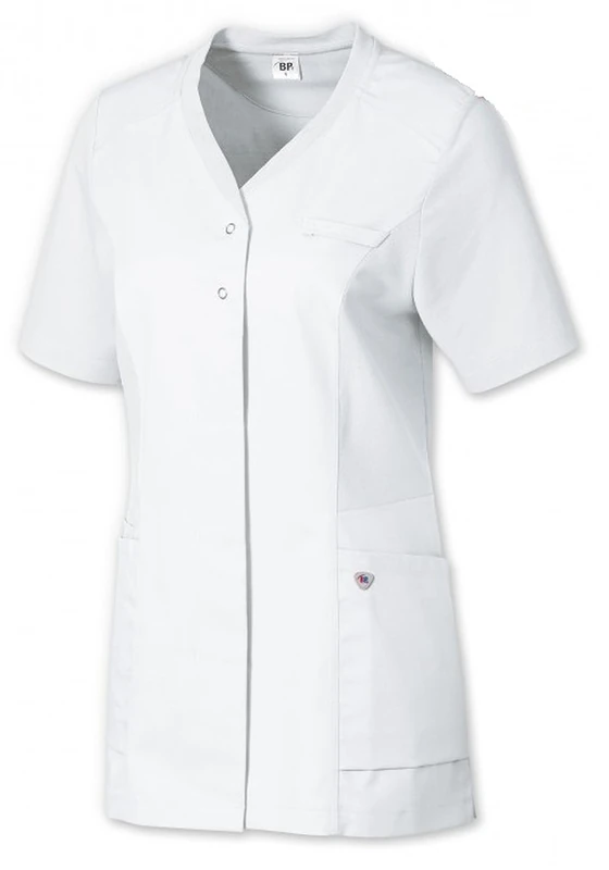 BP 1750-435-21 Women'S Casual Tunic, 1/2 Sleeve, Piqué Inserts And Arm-Lift System, 180,00 G/M², Fabric Blend, White, Size M