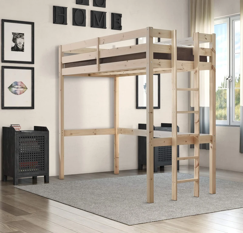STRICTLY BEDS&BUNKS Memphis High Sleeper Loft Bunk Bed, 4ft 6 Double