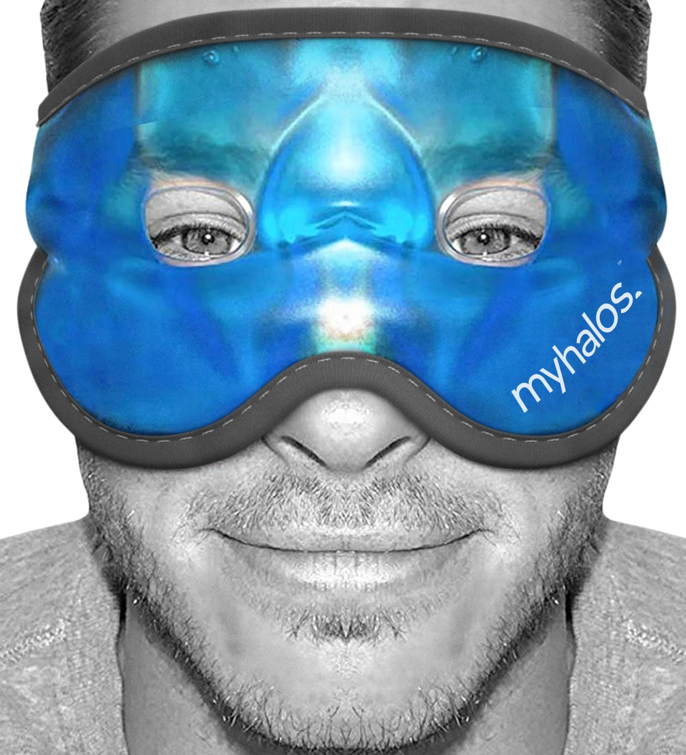 MyHalos Gel Eye Mask - Reusable Cooling Eye Mask with Adjustable Straps - Cold Mask for Puffy Eyes, Dark Circles and Hangovers - Eyes Ice Pack Compress for Sinus, Headaches & Puffiness, Blue (1-Pack)