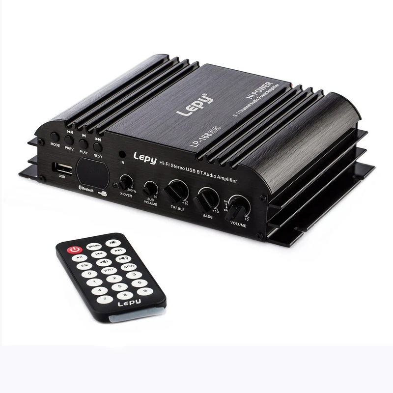 Nobsound Lepy 168Plus Stereo Audio Amplifier, Mini 2.1 Channel Hi-Fi Stereo Power Amplifier with LED Display and Remote Control, Supporting USB, Bluetooth, AUX, RCA Input, Subwoofer Amplifier