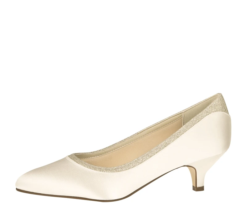 Rainbow Club Bobbie - Ivory Shimmer Low Heel Wedding Shoes, 6