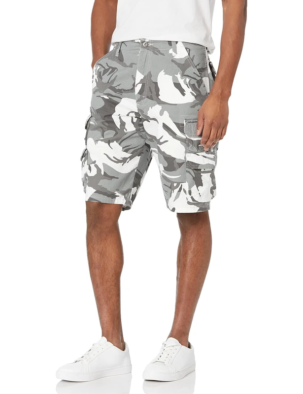 Wrangler Authentics Men's Authentics Premium Cargo Short, White Camo, 33