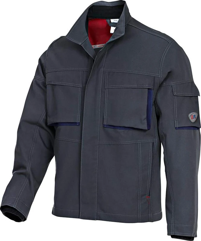 BP 1482-060-53 Bib & Brace, Fabric Braces With Rubber Insert, 300,00 G/M², Pure Cotton, Dark Grey, Size 41/42