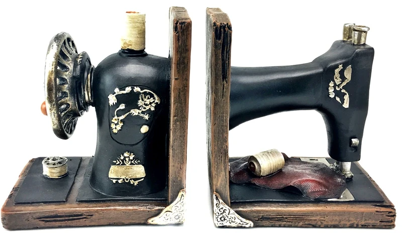 Bellaa 21383 Sewing Machine Bookends Vintage Style 6 Inch Tall - Image 1