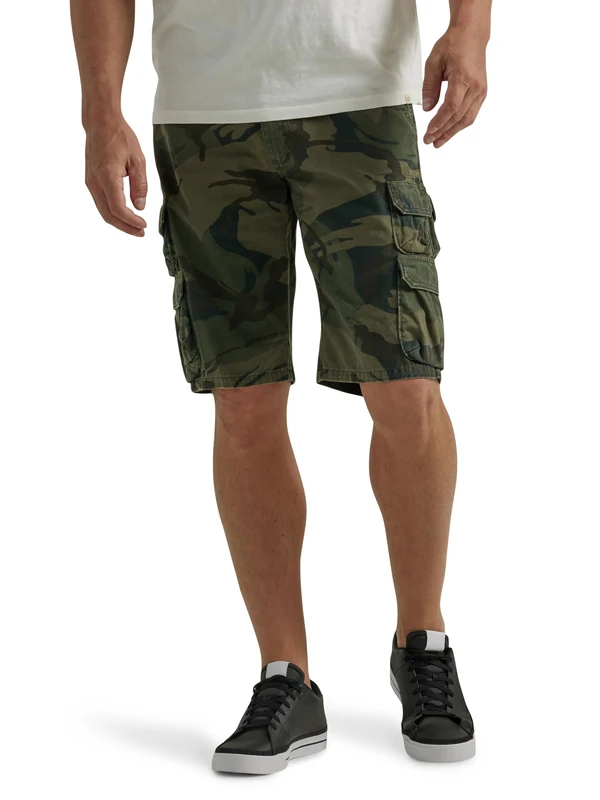Wrangler Authentics Men's Premium Twill Cargo Short (Bennard), Forest Green Camo, 32