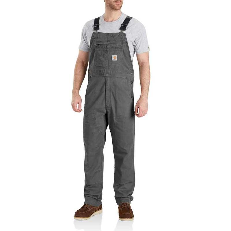 Carhartt Men's Rugged Flex® Relaxed Fit Canvas Bib Overall, Gravel, W38/L34