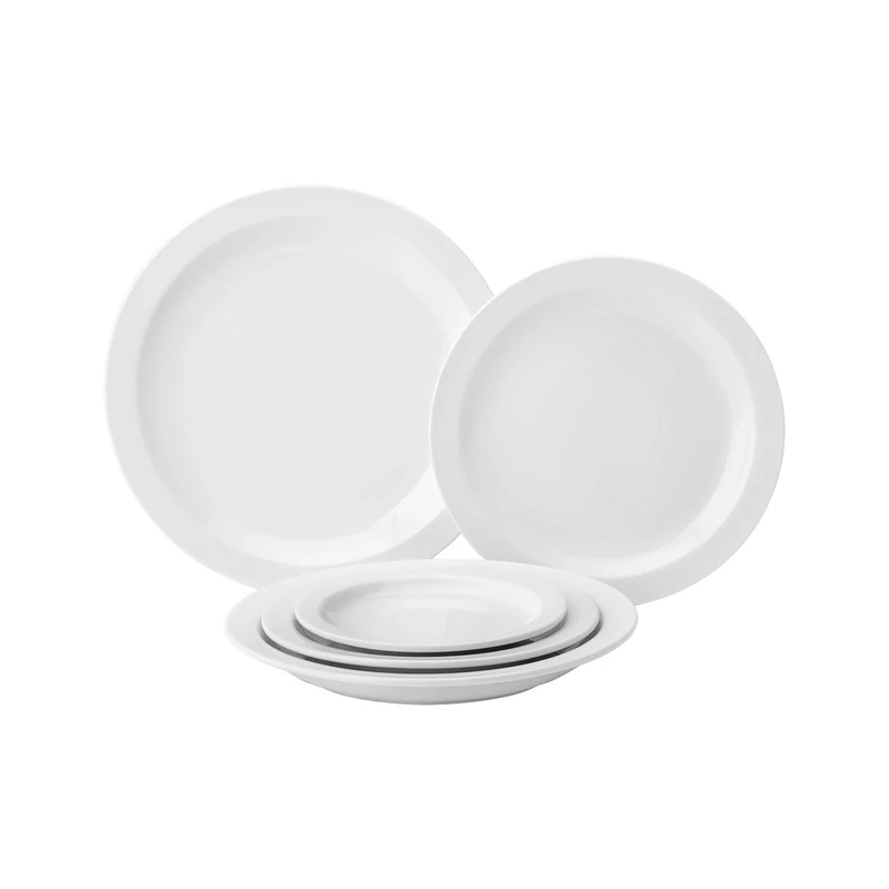 Utopia Pure White Narrow Rim Plate 10inch / 25.4cm - Pack of 18 - Vitrified Porcelain Plates