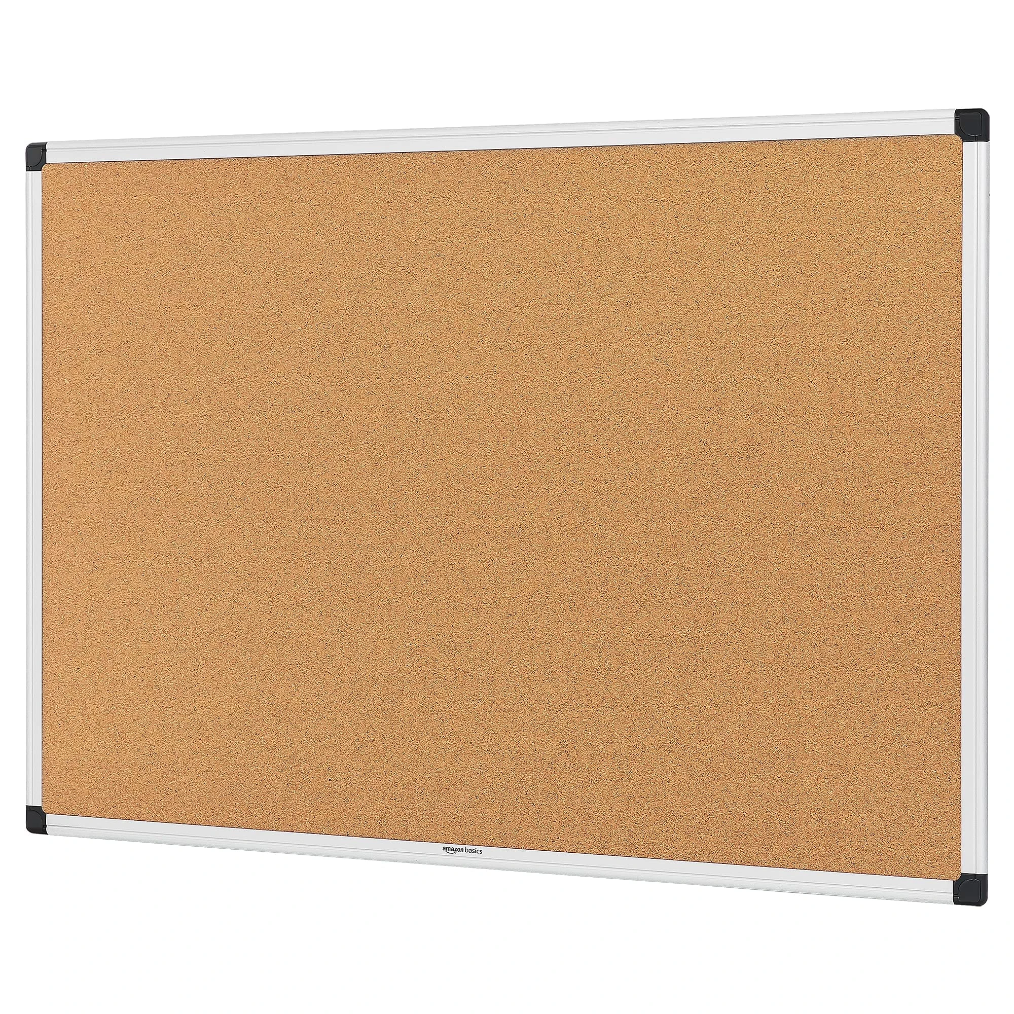 Amazon Basics Aluminum Frame Cork Notice Rectangular Board, 90cm x 60cm, Silver