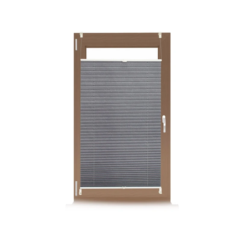 Relaxdays Pleated Blinds, No-Drilling, Adhesive Klemmfix, Folding Roller, Transparent, Shades, Grey, 60 x 130 cm