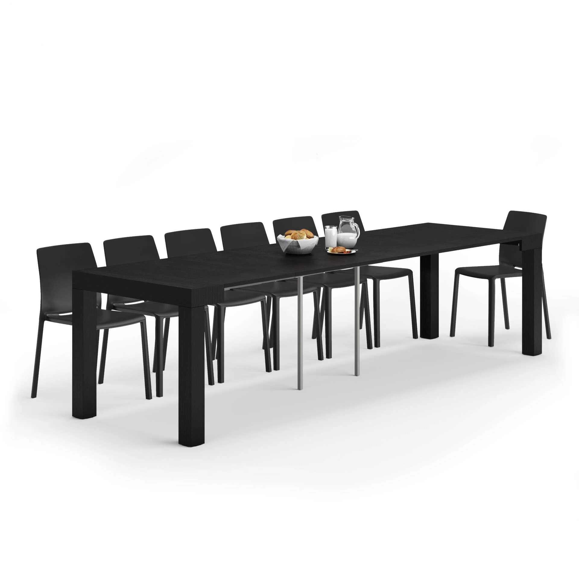 Mobili Fiver, First, Extendable Console Table, 45(305) x90 cm, Black, Made In Italy