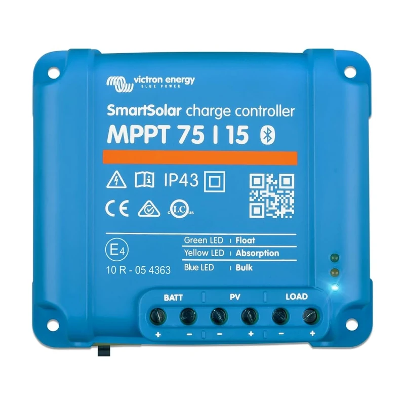 Victron Energy SmartSolar MPPT Solar Charge Controller (Bluetooth) - MPPT Charge Controller for Solar Panels - 75V 15 amp 12/24-Volt
