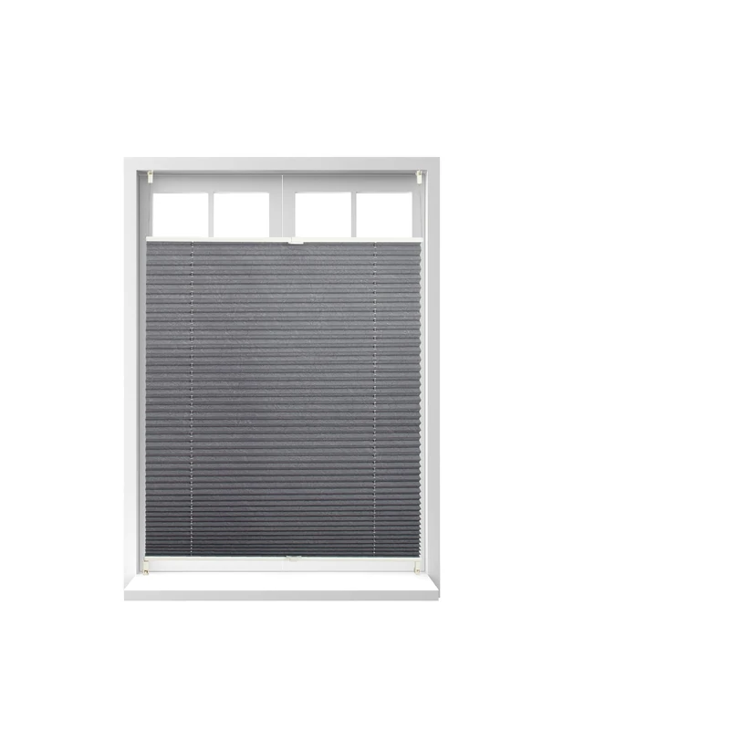 Relaxdays Pleated Blinds, No-Drilling, Adhesive Klemmfix, Folding Roller, Transparent, Shades, Grey, 90 x 130 cm