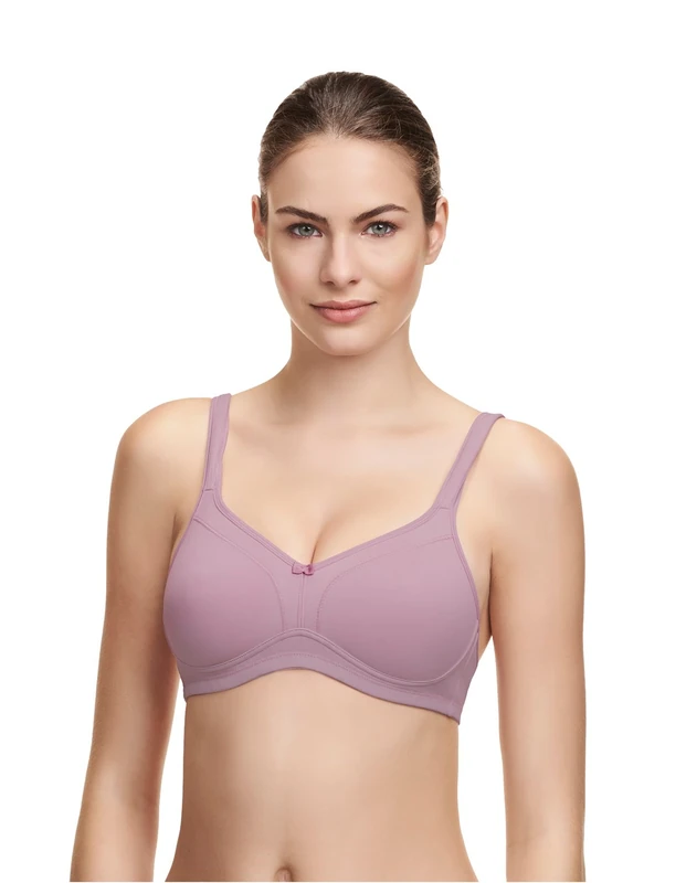 Susa Bra Without Underwire, Women's Bra with Structure for Additional Support, Non-Wired Bra with Wide Shoulder Straps, Comfortable Bra with Bow, Pink (Lavender 319), 34A