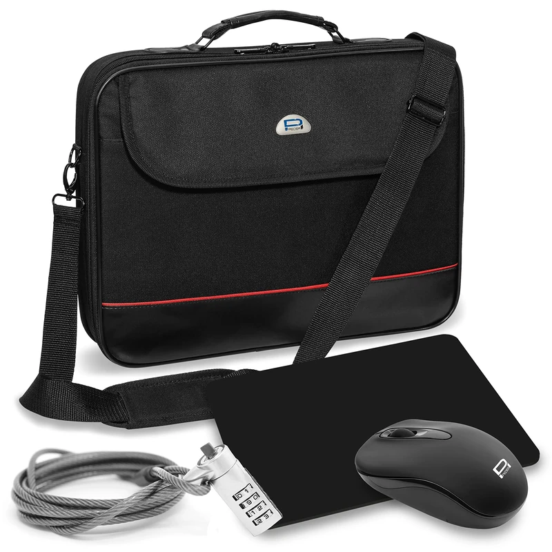 PEDEA laptop bag "Trendline" notebook bag starter kit up to 17.3 inches (43.9 cm) with wireless mouse, mouse pad and notebook lock, black