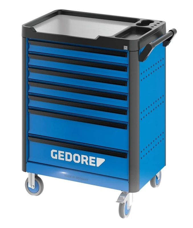 GEDORE WHL-L7 Workster Highline Tool Trolley Unassembled, Blue - Rollable Workshop Trolley with 7 Drawers & Work Platform - 500 kg Load Capacity