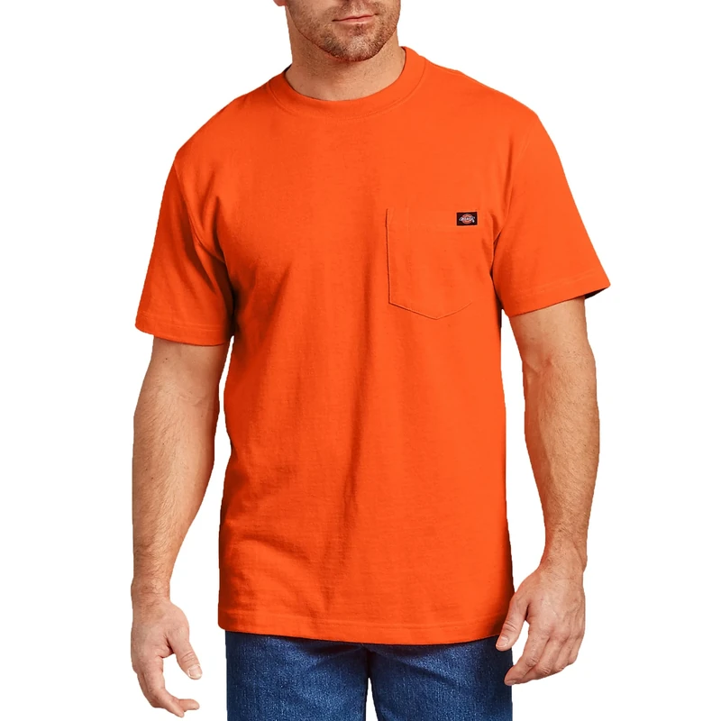 Dickies Men's Heavyweight Crew Neck Short Sleeve Tee Big-Tall T-Shirt, Bright Orange, 3XL
