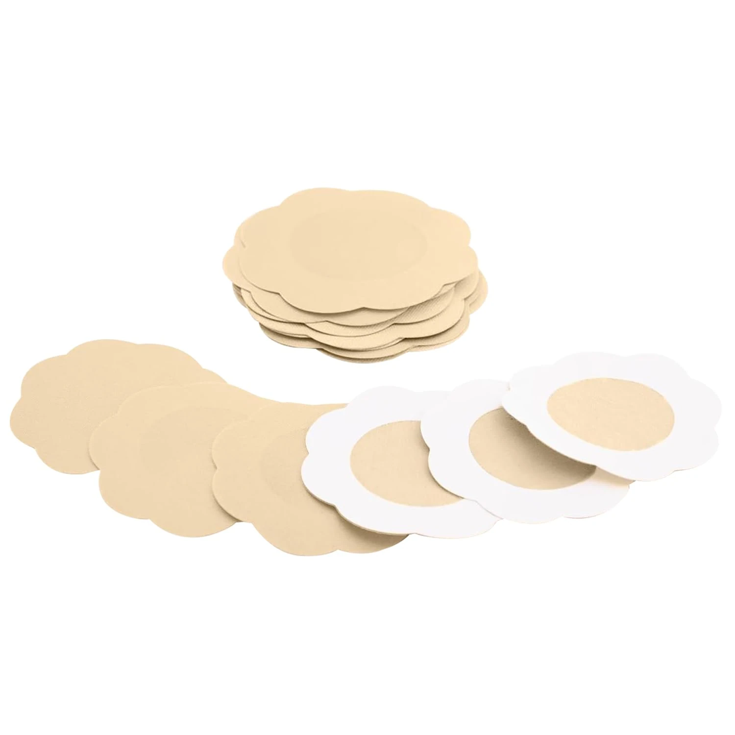Fasionato 10 Pair Nippleless Cover Premium Adhesive Breast Petal Flower Shaped, Nipple Cover Concealer Pads, Beige, 5cm