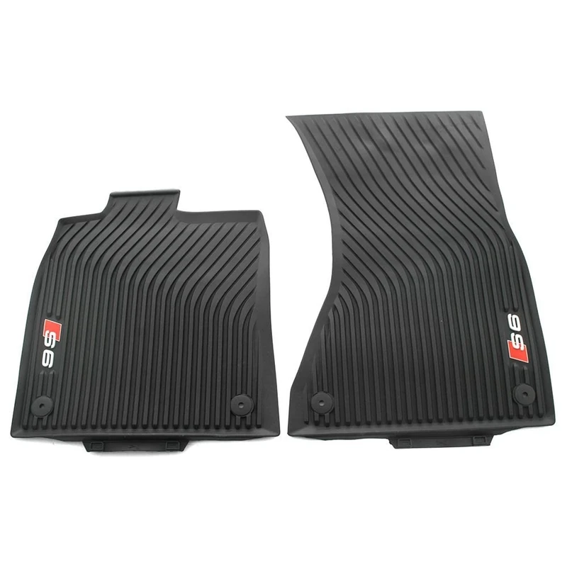 Audi 4G1061221B041 Original All-Weather Rubber Front Floor Mat Set with S6 Logo, Black, 2pcs